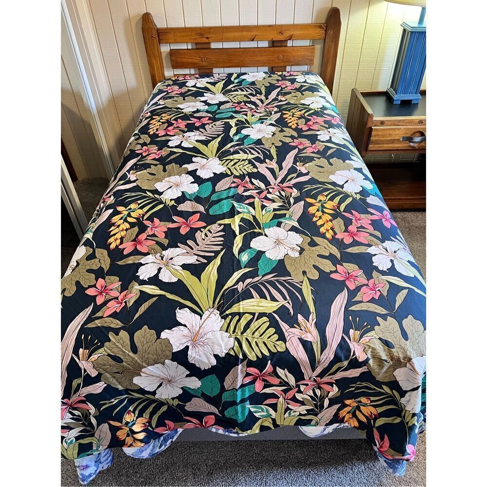 Hawaiian Hibiscus Tropical Floral Garden Duvet Cover Set Modern Retro Twin